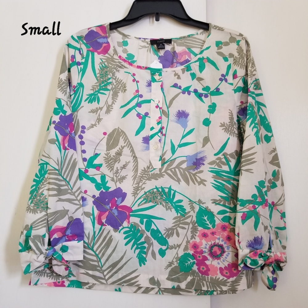 J.Crew Floral Long Sleeve Bloue